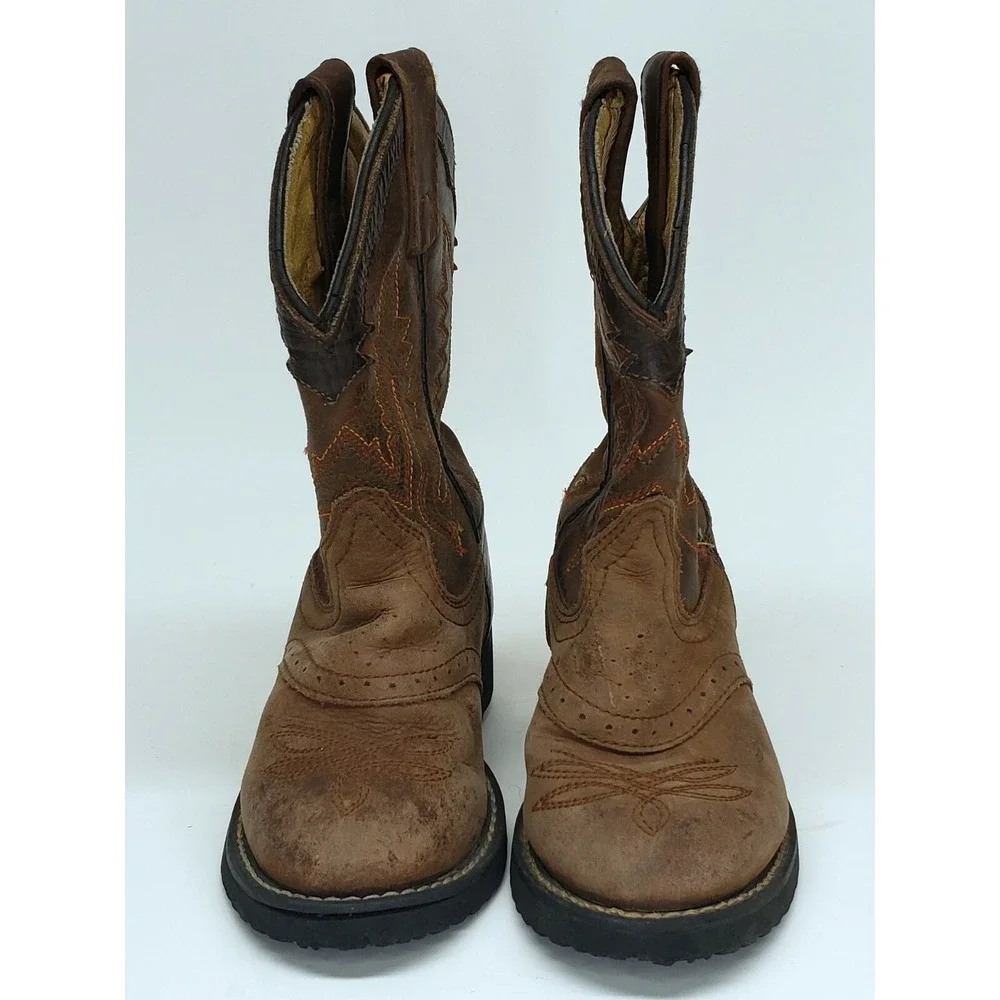 Tony Lama Kids Boots TX703C Brown Round Toe Unisex Size 8.5